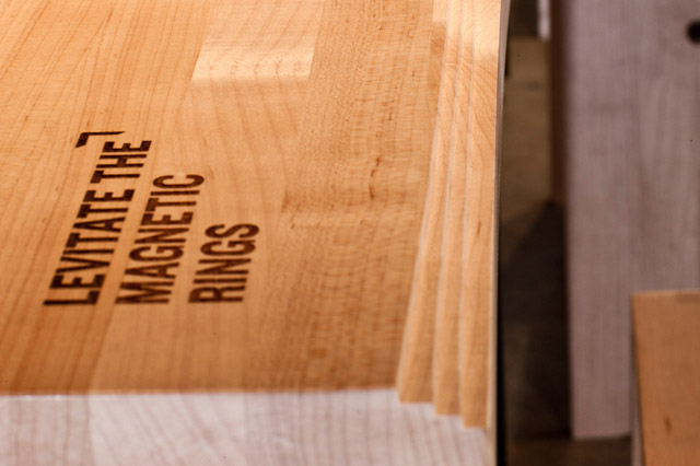 Mobius Science Center finished exhibit table with engraved artwork